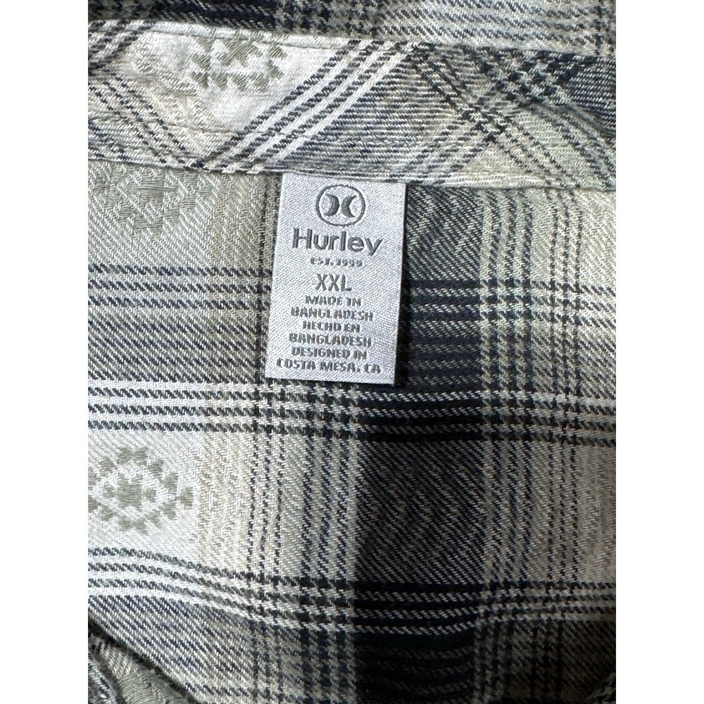 Hurley Black Plaid  Southwest‎ print Flannel men's XXL shirt - Picture 2 of 7